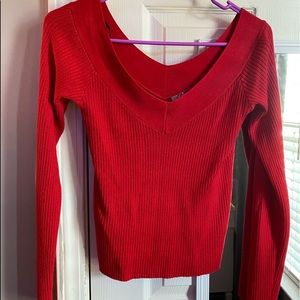 Red long sleeve, cropped blouse